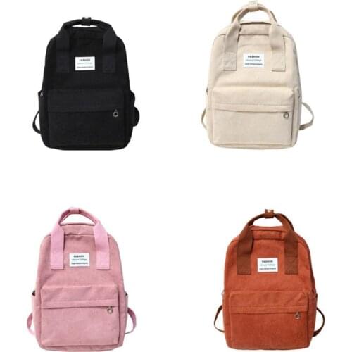 Fashion Rucksack Corduroy Backpack Casual College School Daypack for Teenager LX9F