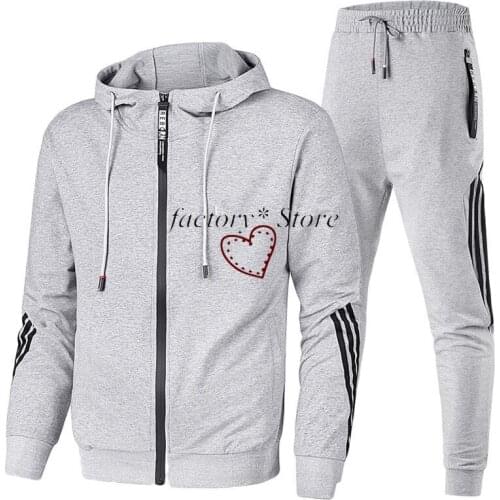 Mens Casual Suit Hooded Sweatshirts Sportswear Piece Mens Slim Men Sweatsuits