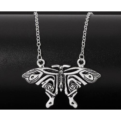 Punk Vintage Butterfly Necklace Hip Hop Retro Insect Pendant Wiccan Necklaces Antique Color Womens Jewlery Dropshipping