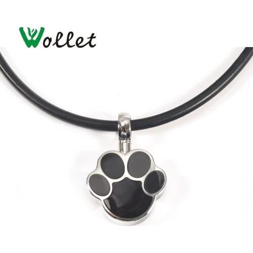Wollet Jewelry Footprint Stainless Steel Magnetic Pendant Necklace for Women Men Bio Magnets Black Silver Color