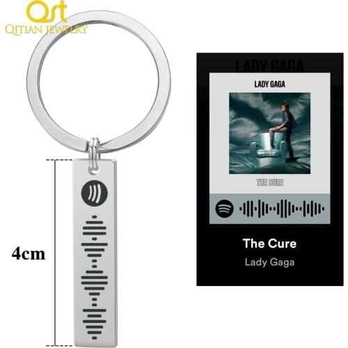 Personalized Music Spotify Scan Code Keychain For Women Men Stainless Steel Keyring Custom Laser Engrave Spotify Code Jewelry