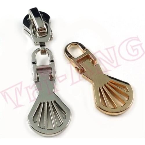20pcs/lot, Exquisite Shell Shape 5# Zipper Sliders Plating Metal Zipper Pulls