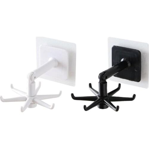 Rotatable Wall Mounted Multi Hooks Coat Rack Punch-free Clothes Pegs Decorative 94PF