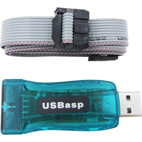 1Lot=2PCS=1PCS USBasp USB ISP 5V AVR Programmer USB ATMEGA8 ATMEGA128 with shell +1PCS 10PIN Wire Support Win7 64Bit