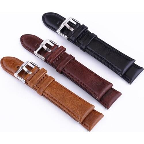 Oil Tanned Leather 24mm 22mm 20mm 18mm Watchband Quick Release Watch Band Strap Brown for Men Women compatible with Fossil