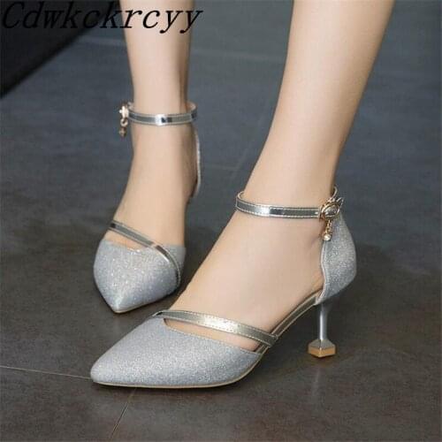 Summer New pattern Europe and America fashion Simplicity Cusp High-heeled Women sandals Golden silvery banquet Women sandals
