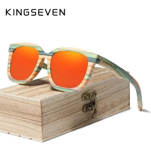 KINGSEVEN 2020 Retro Natural Bamboo Sunglasses Men Women Polarized Mirror UV400 Sun Glasses Full Frame Wood Shades