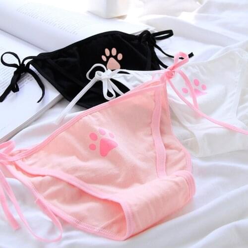 Japanese Cute Claw Strap Womens Underwear Lolita Girl Animation Low Waist Cotton Strings Strap Seamless Brief Sexy Lingerie