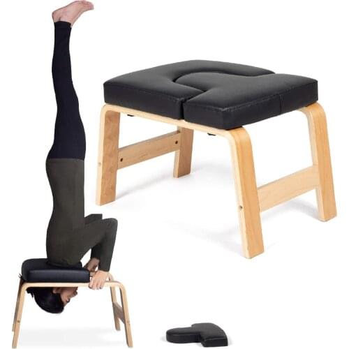 Yoga Headstand Chair Fitness Gym Yoga Chair Inversion Bench Headstander Work Out Multifunctional Stool Portable Wooden Benchs