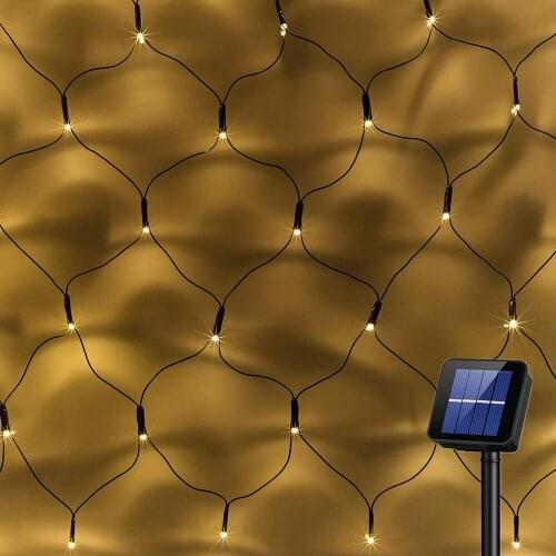 Solar powered Led Net Mesh String Light 1.1x1.1M 3x2M Home Garden Window Curtain Decoration lights for Christmas Wedding Party