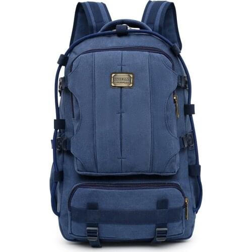 Trendy Canvas Laptop Backpack Men 2021 Durable Wear-resistant Large-capacity Outdoor Hiking Back Pack Youth Student School Bag