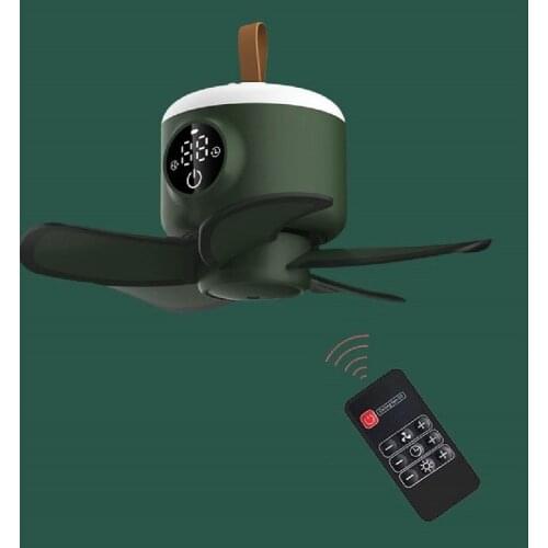 USB Rechargeable Ceiling Fan Remote Control Timing Camping Fan 4 Gears Tent Fans With LED Lamp for Home Outdoor Bed 8000mAh