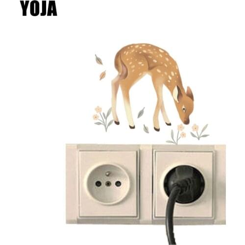 YOJA A Cute Deer Looking Down For Food Decor Switch Living Room Bedroom Wall Colored Personalized Decals 8SS0911