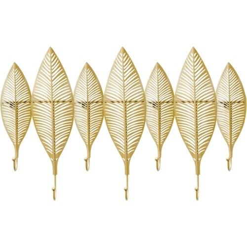 Nordic iron art key hook hanger creative wall hanging coat rack door porch light luxury leaf decoration