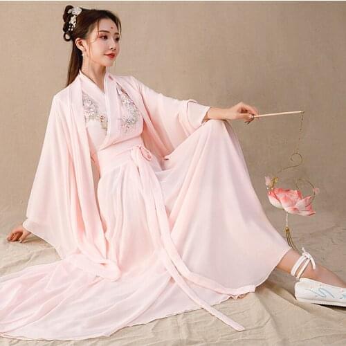 2020 Women Hanfu Dress Chinese Traditional Hanfu Costume Female Chinese Folk Dance Costumes Hanfu Cosplay Festival Outfit SL4151