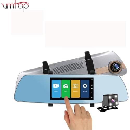Zimtop 7 Inch Touch Screen Car DVR Dual Lens Camera Rearview Mirror Video Recorder Portable Recorder