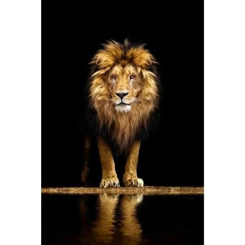 Golden Retriever Lion in the Dark Canvas Art Wall Prints Animal Art Deco Pictures African Lions Paintings for Home Decoration
