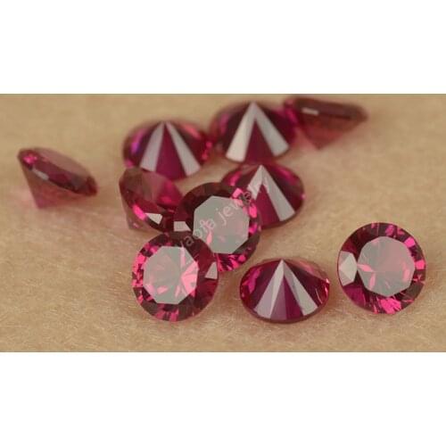 0.9~4mm 5A 5# Dark Rose Red Rubys Round Shape Brilliant Cut Loose Synthetic Corundum Stone European Machine Cut Gems For Jewelry