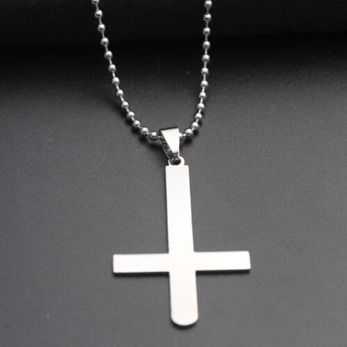 10pc Stainless Steel Handstand Reverse Cross blessing Necklace simple Religion Christian Jesus Faith lucky Necklace jewelry