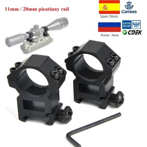 2Pcs 25.4mm Riflescope Mount Ring 11mm / 20mm Picatinny Rail High Profile for Rifle Scope Hunting Mount
