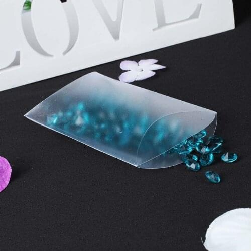 60pcs Matte PVC Pillow Box Shape Gifts Box Party Candy Box Jewelry Packaging Wedding Party Favor Supplies 9cm x 6.5cm x 2.5cm