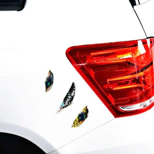 Volkrays Car Accessories Colored Feather Car Sticker Decal Decoration for Motorcycle Laptop Chevrolet Opel Peugeot Trolley Case
