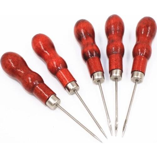 Free shipping whilesale Gourd awl wood handle hole drilling tool handmade leather metal awl one thousand through DIY Tools