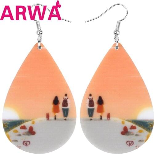 ARWA Acrylic Teardrop Couple Lover Boy Girl Earrings Drop Dangle Jewelry For Women Girl Teen Kid Charms Party Decorations Gift