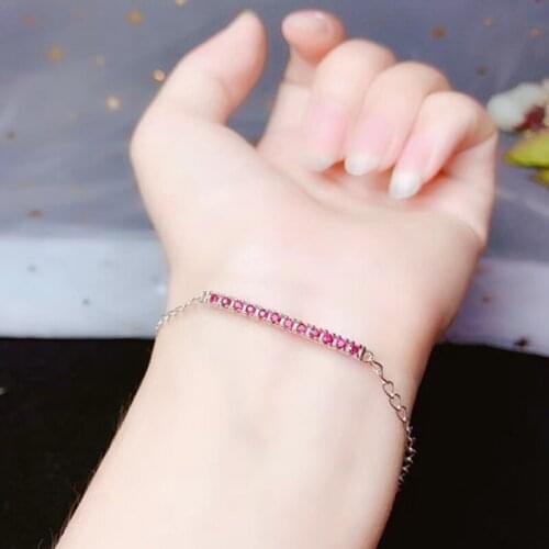 CoLife Jewelry 100% Real Ruby Bracelet for Daily Wear 10 Pieces Natural Ruby Silver Bracelet 925 Silver Ruby Jewelry