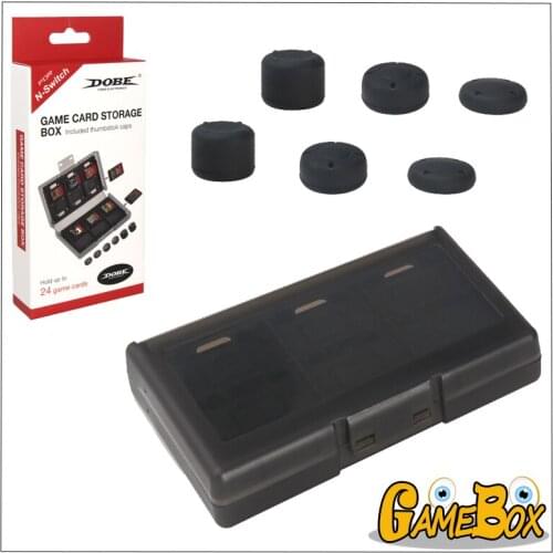 With Joystick Cap Case 24 in 1 Portable Game Cards Case ABS Shockproof Hard Shell Protective Storage Box for Nintend Switch NS