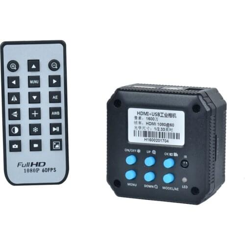 16MP HD 1080P @ 60FPS HDMI and USB Output Digital Industrial Microscope Camera Support TF Storage Picture with Remote Control