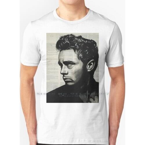 James Ii T Shirt 100% Pure Cotton Portrait Actor Vintage Airbrush James Dean Artist Legend Book Pages Man Fine Art Pop Art
