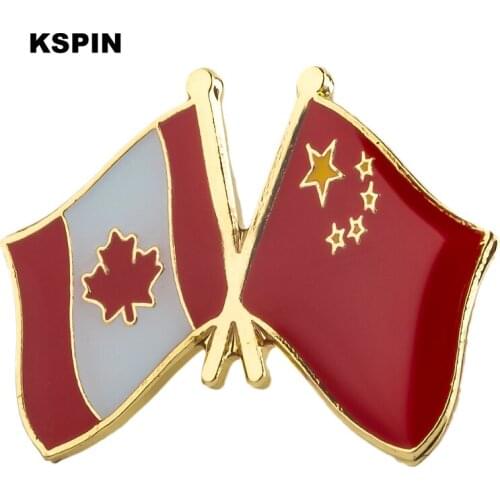 Canada& China Friendship Natinal Lapel Pins Flag Lapel Pins Country Flag Badge Flag Badge Brooch KS2218