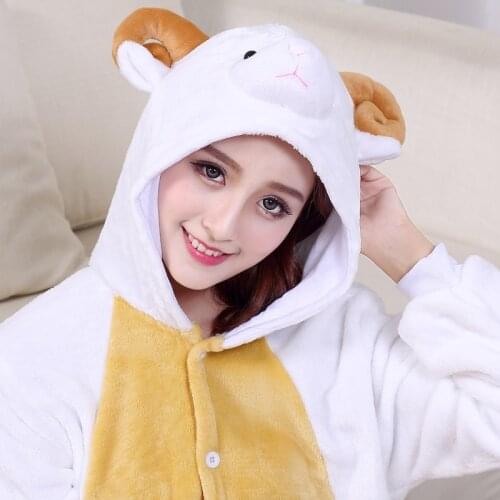 Animal Kigurumi Onesies For Adults Sheep Pajamas One-Piece Pyjamas Women Men Halloween Cosplay Costume Suit Overalls Bodysuits
