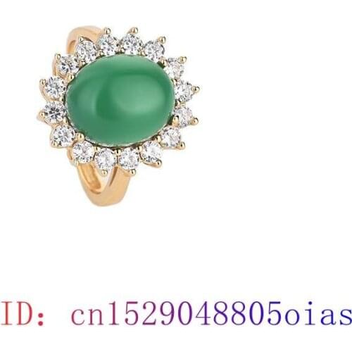 Green Jade Ring Charm Gemstone Amulet Crystal 925 Silver Women Gifts Zircon Natural Jewelry Chalcedony Fashion Men