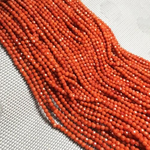 4mm Natural Stone Coral Beads Small Faceted Loose Round Beads For DIY Making Bracelet Necklace Jewelry Findings Wholesale