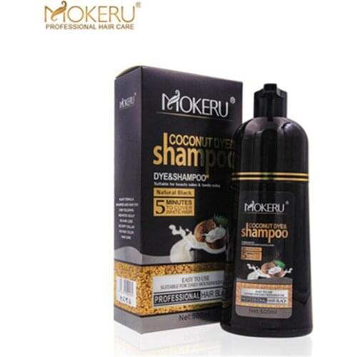 MOKERU Natural Plant Hair Dye Easy To Use Fast Black Hair No Side Effect Wash Dye 2 In 1 Shampoo 500ml