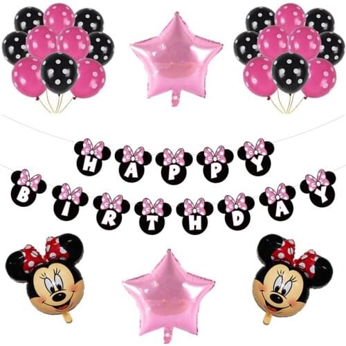 Minnie mouse party baby girl favor 1st Birthday Party Supplies 8 people diy decor cake decoration accessories birthday Supplies