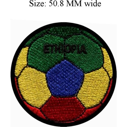 50.8MM wide Ethiopia patch of soccer ball custom embroidered patch/cloth patch/cool patch