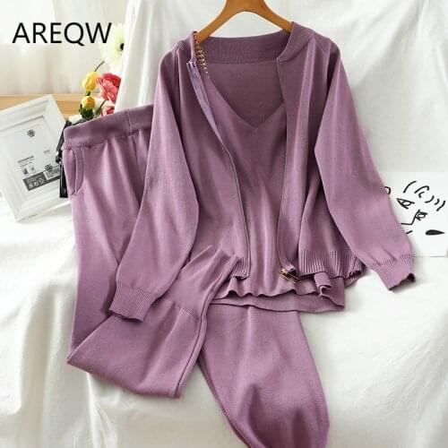 Casual Fashion Harlan Cropped Pants Cardigan Jacket Base Sling Three-piece Set