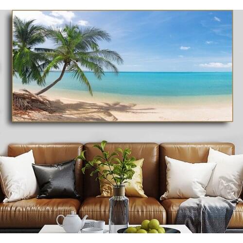 Tropical Natural Sea Beach Landscape Posters and Prints Canvas Painting Panorama Scandinavian Wall Art Picture for Living Room