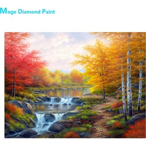 River Autumn Forest Diamond Painting Scenic Round Full Drill Nouveaute DIY Mosaic Embroidery 5D Cross Stitch Home Fecor Gifts