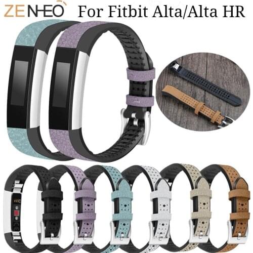 Genuine Leather Watchband For Fitbit Alta/Alta HR Smart watch Strap Replacement TPU breathable Wristband Bracelet Wrist Band