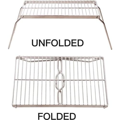 Foldable Camping Grill 304 Stainless Steel Grill, Heavy Duty Portable Camping Grill With Legs, Medium BBQ Holder For Picnic