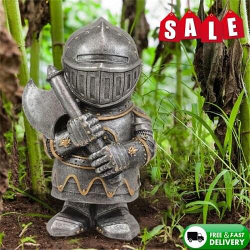 Resin Medieval Temple Crusader Statues, European Knight Desktop Ornaments Mini Garden Accessories Guard Decorations Statue