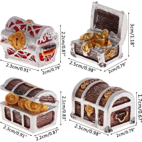 Treasure Chest Box Antique Creative Fish Tank Aquarium Decoration Landscape Pirate Gold Coins Home Ornaments Resin Crafts