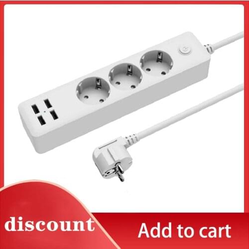 Smart 3 Round Hole Plug Power Strip USB Travel Adapter Socket Power Plug Eu 1.8M Extension Cable Kitchen Universal Charger