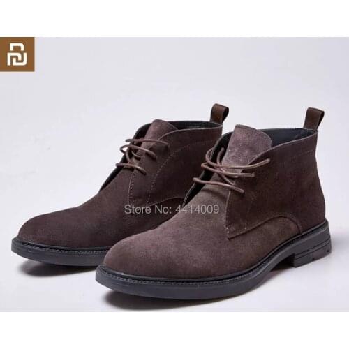 Youpin youpin leather handmade British lace-up casual mens boots suede cowhide mens plus cotton shoes