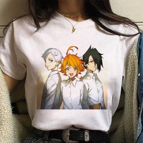 The Promised Neverland Graphic Print T-shirt Women Harajuku Aesthetic White Tops Tshirt 2021 New Summer Vogue Y2k Female T Shirt