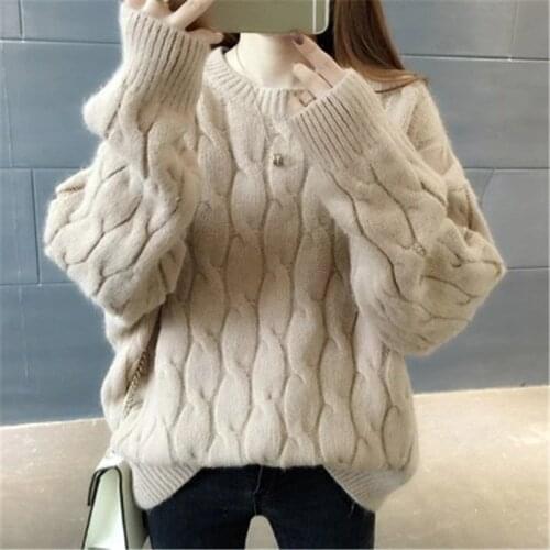 Blue O-Neck Twisted Sweater Women 2020 Autumn Winter Fashion Long Sleeve Cashmere Pullovers Female Knitted Jumper Tops PZ2530